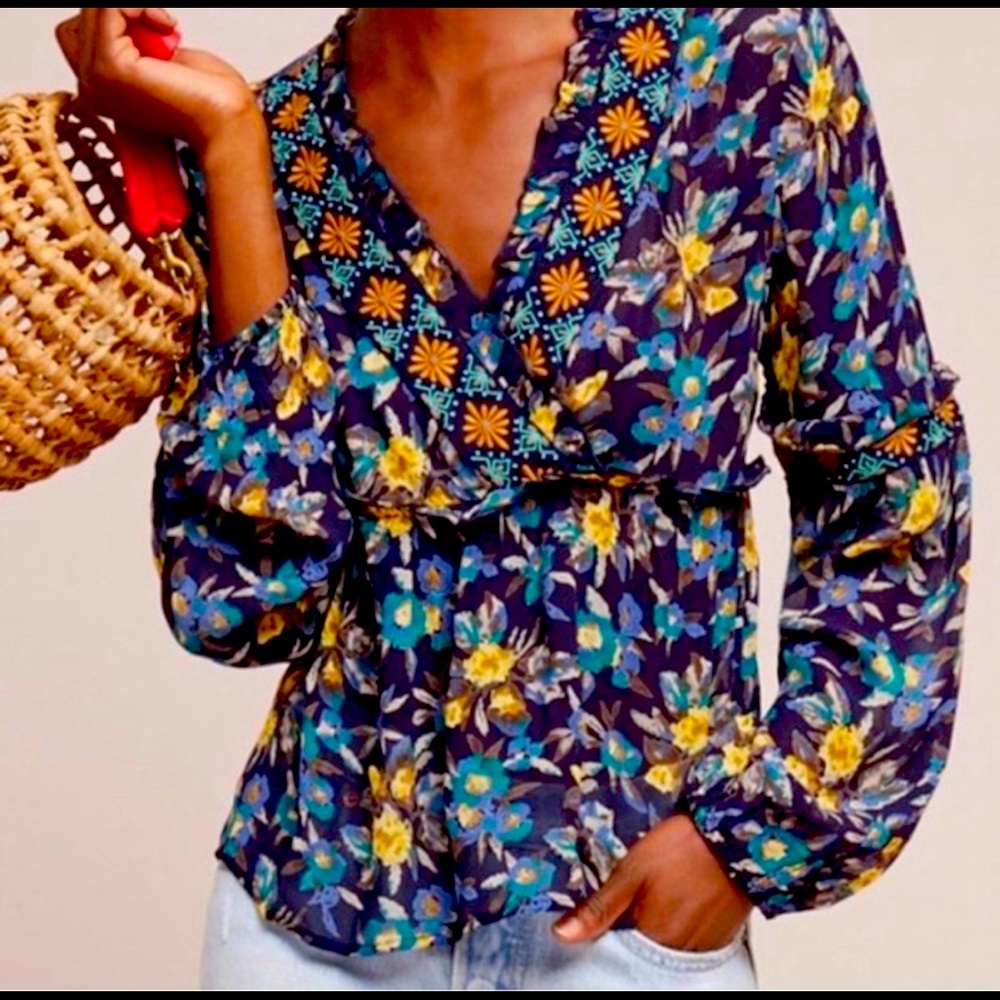 Anthropologie Meadow Rue Strasser Peasant Blouse
